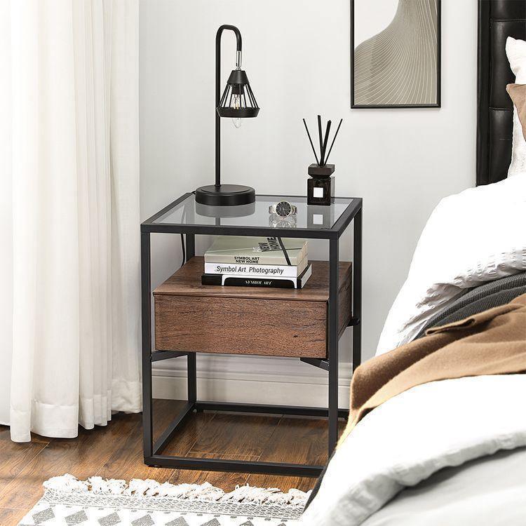 Side Table with Drawer and Shelf FredCo