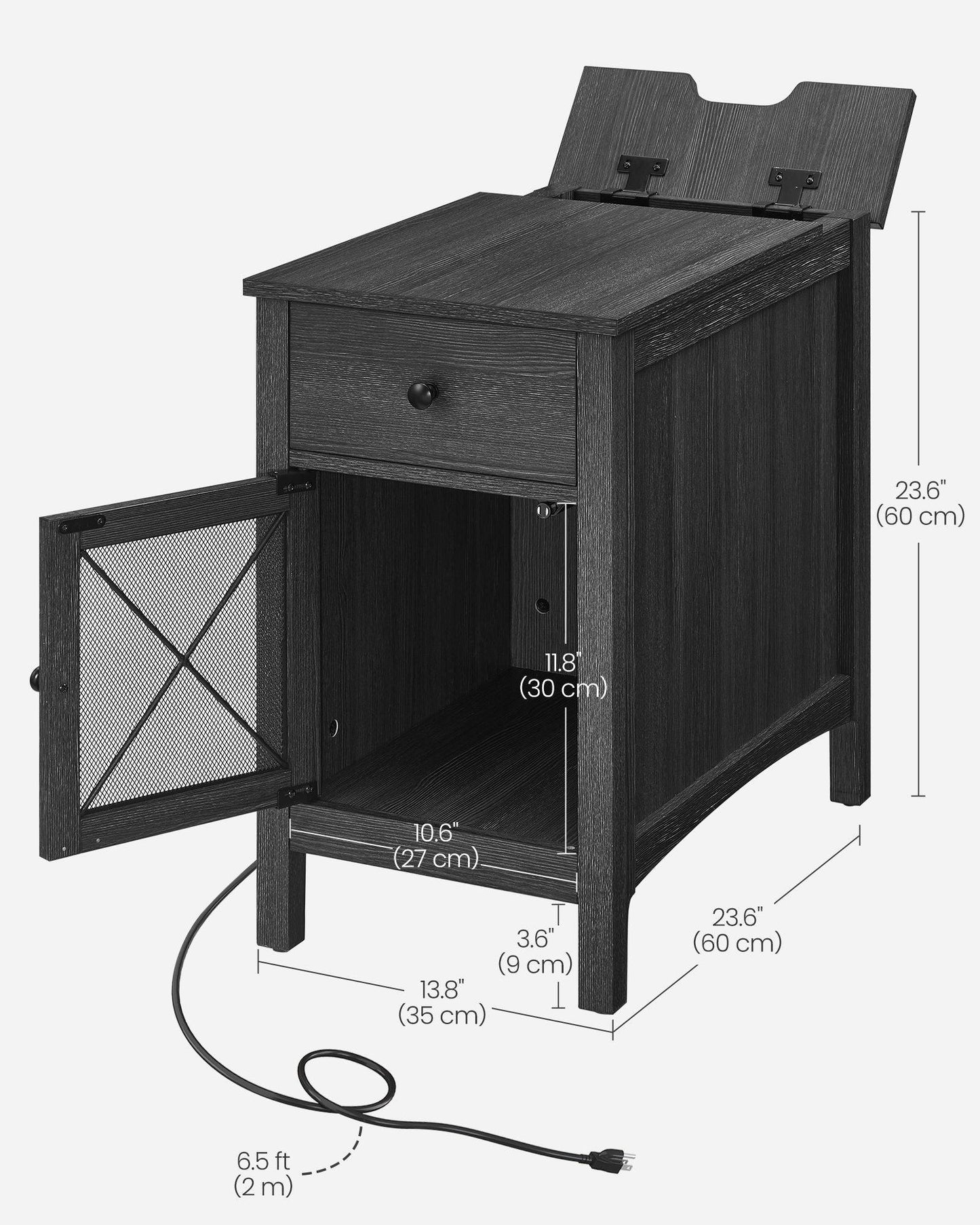 Side Table with Storage and Charging Station FredCo