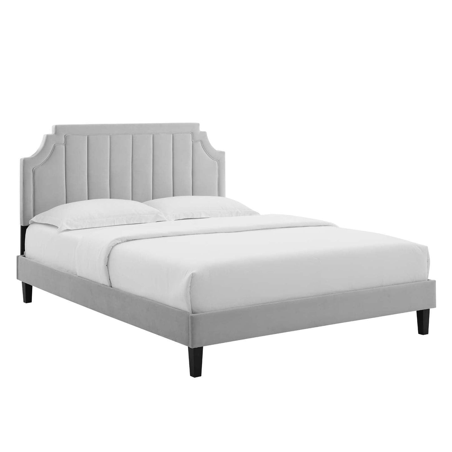 Sienna Performance Velvet Queen Platform Bed, MOD-6714 FredCo