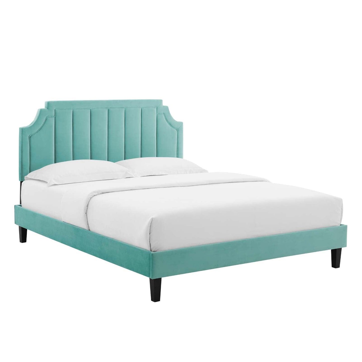 Sienna Performance Velvet Queen Platform Bed, MOD-6714 FredCo