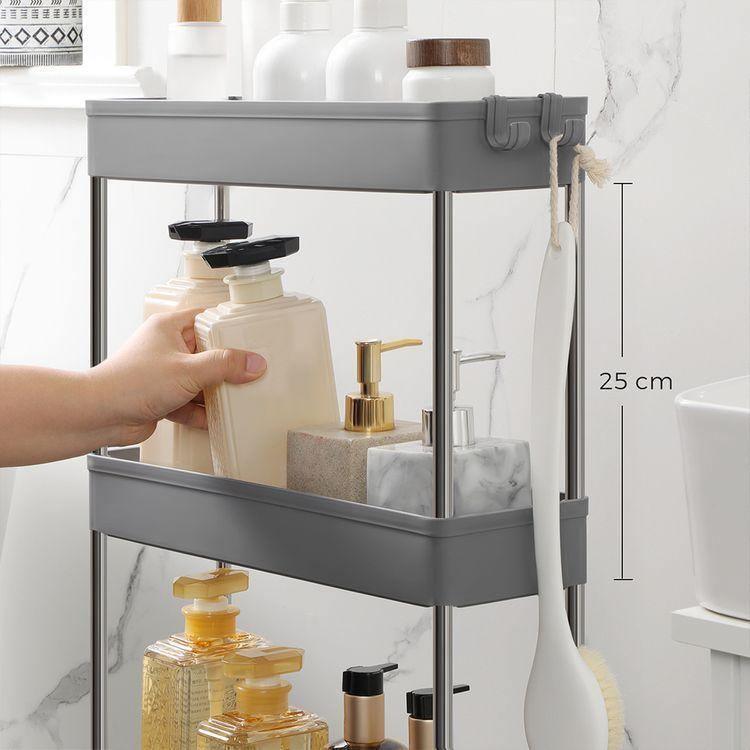 Slim Rolling Storage Cart Gray 4-tier FredCo