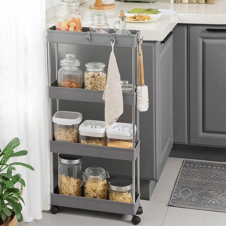 Slim Rolling Storage Cart Gray 4-tier FredCo