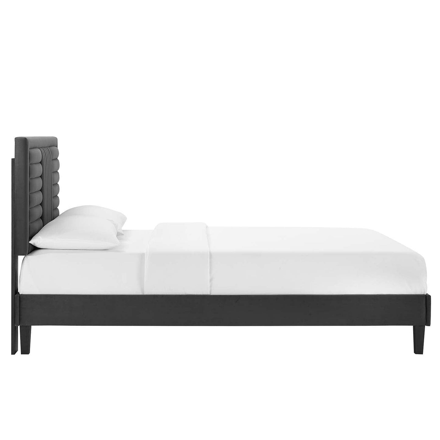 Sofia Channel Tufted Performance Velvet Twin Platform Bed, MOD-6991 FredCo