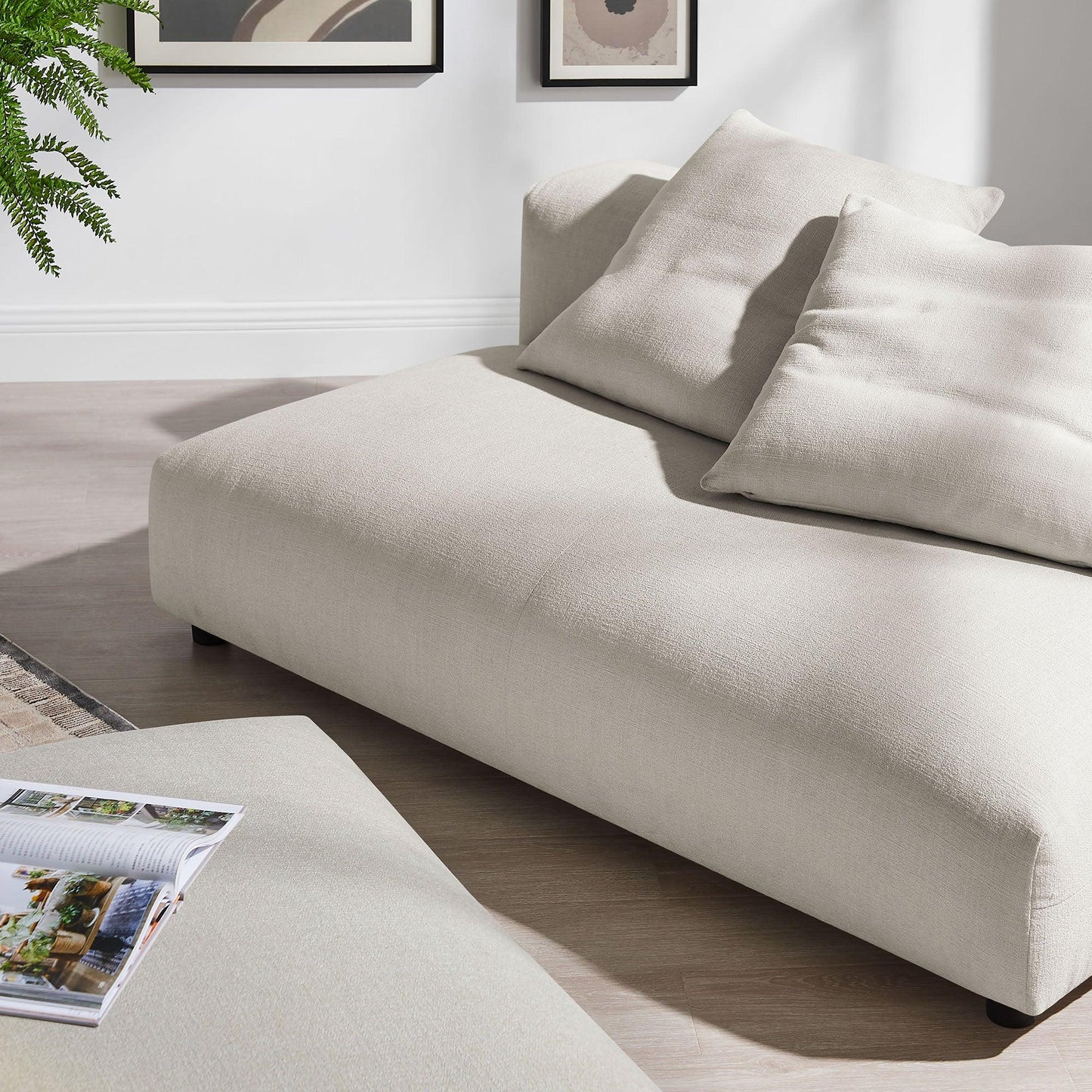 Solace Modular Upholstered Fabric Armless Loveseat and Ottoman Set by Modway FredCo