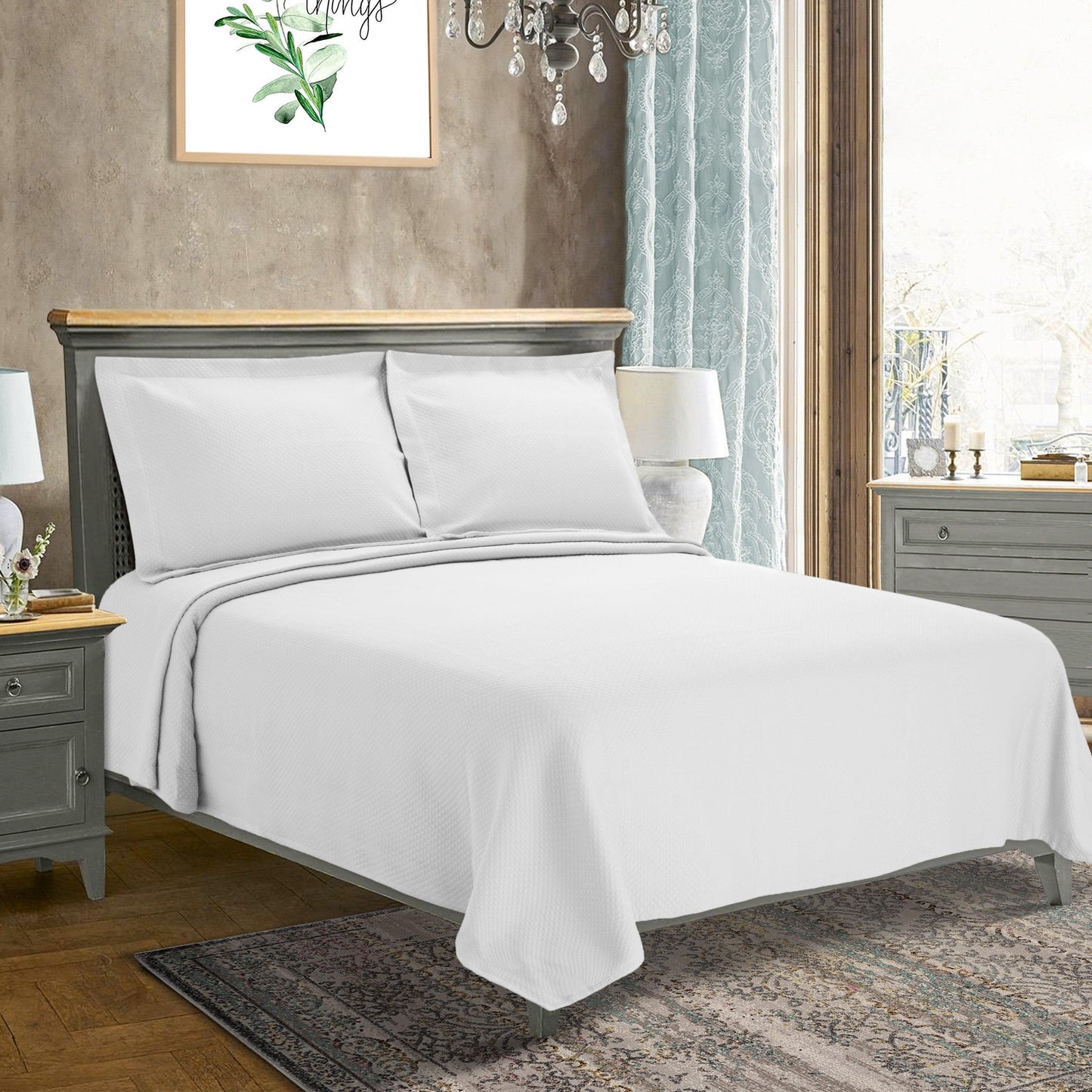 Solitaire 100% Cotton Jacquard Matelassé Bedspread Set FredCo