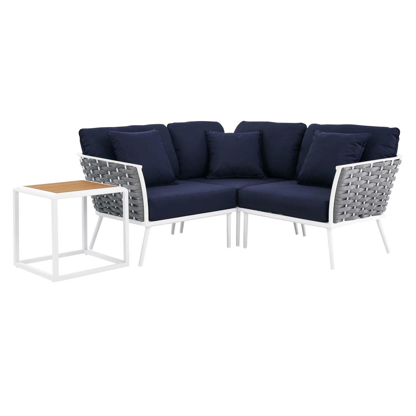 Stance 4 Piece Outdoor Patio Aluminum Sectional Sofa Set, EEI-5755 FredCo