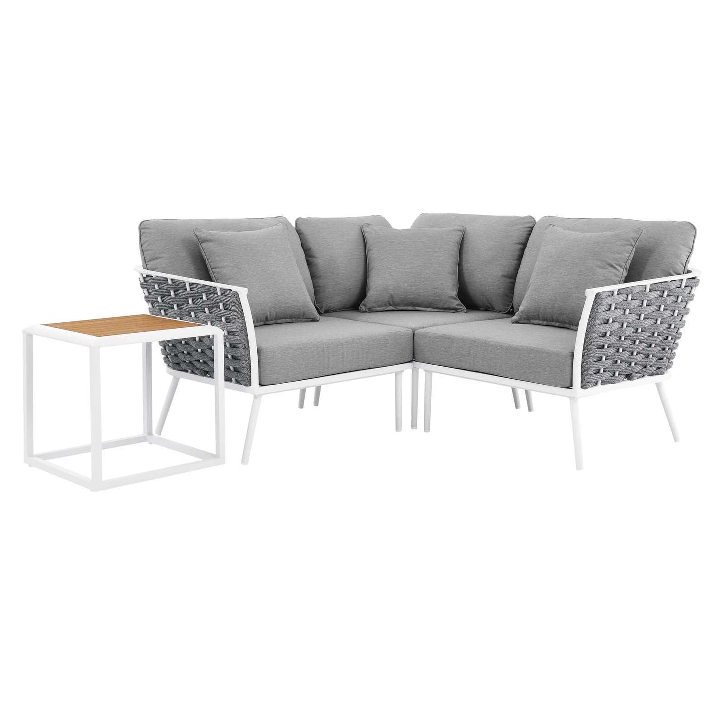 Stance 4 Piece Outdoor Patio Aluminum Sectional Sofa Set, EEI-5755 FredCo