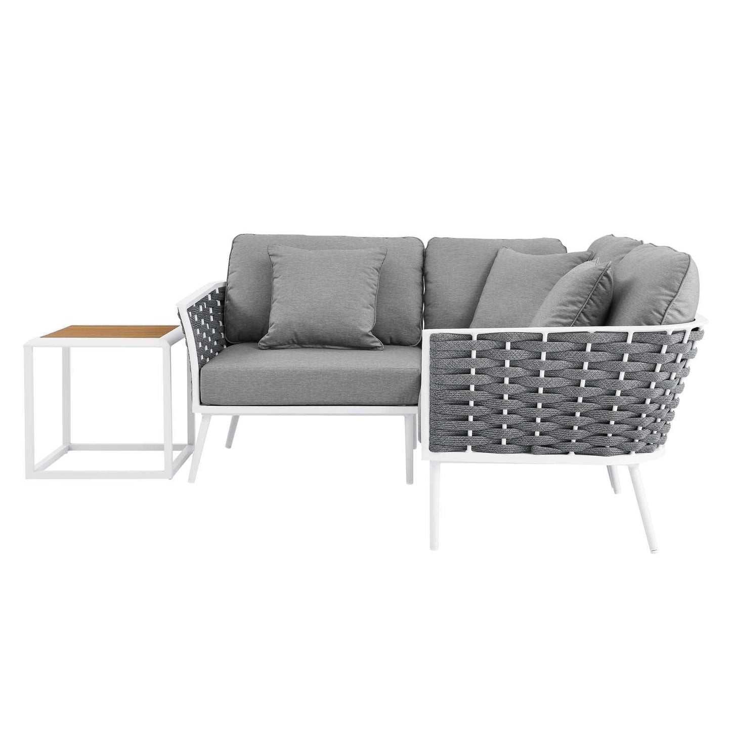 Stance 4 Piece Outdoor Patio Aluminum Sectional Sofa Set, EEI-5755 FredCo