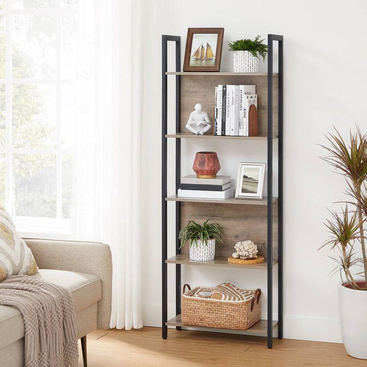 Steel Frame 5-Tier Bookshelf FredCo