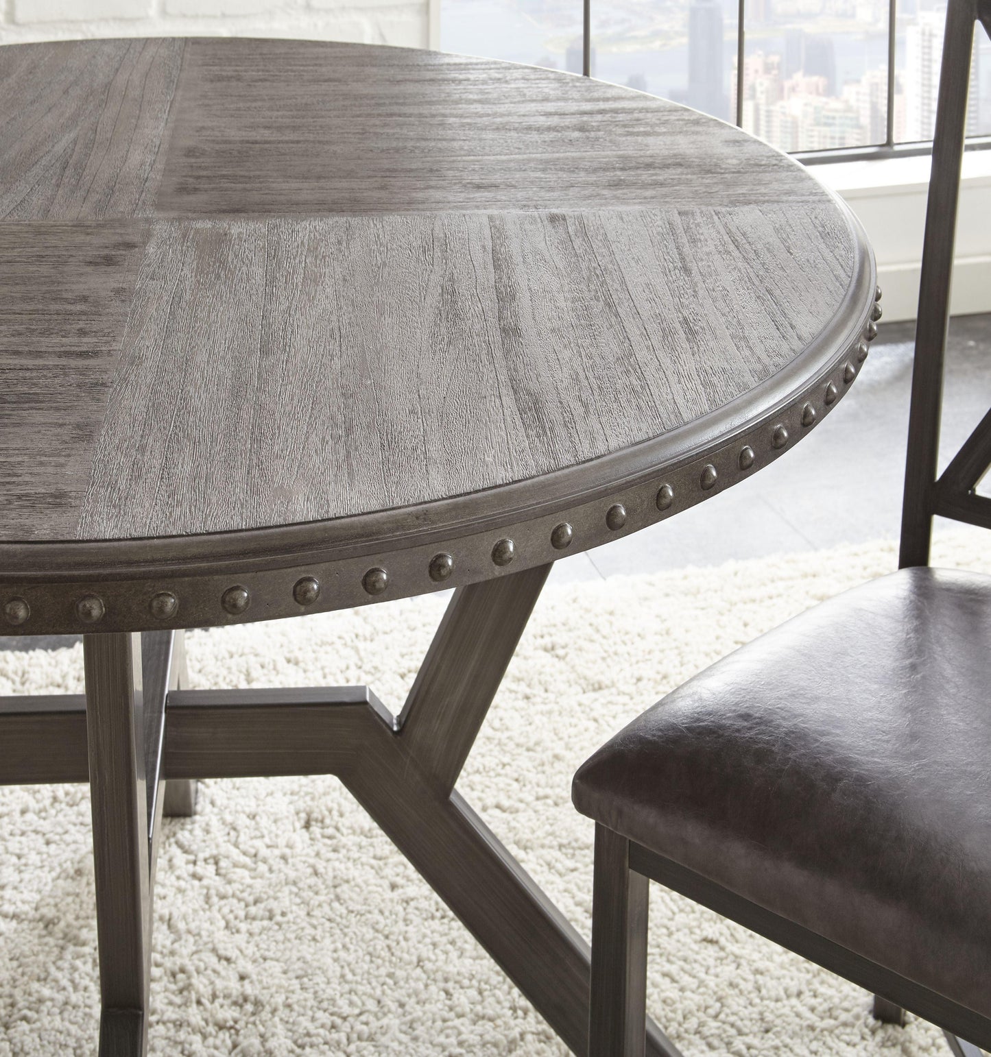 Steve Silver Alamo - Round Dining Table - Dark Gray AL450T FredCo