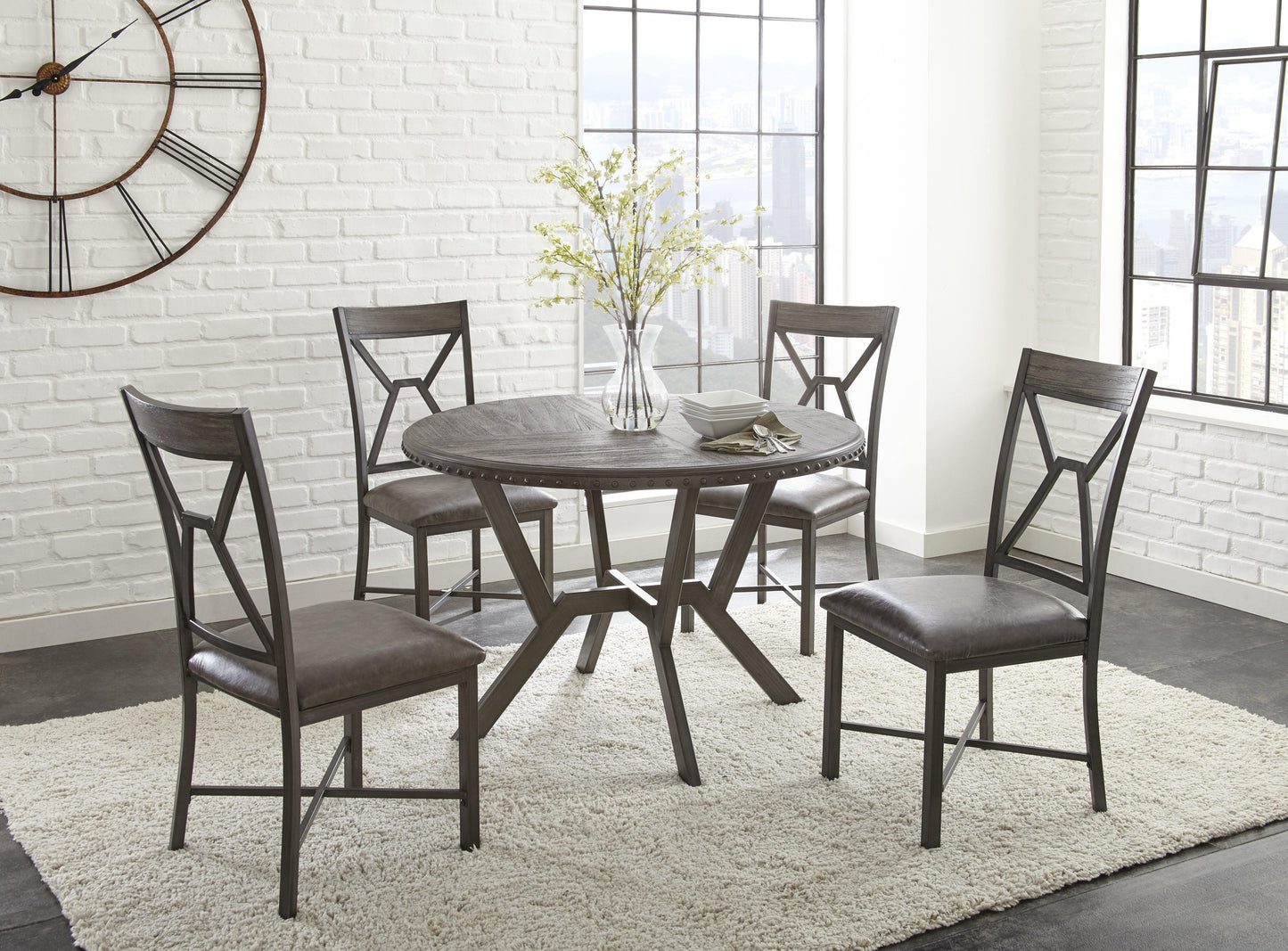 Steve Silver Alamo - Round Dining Table - Dark Gray AL450T FredCo