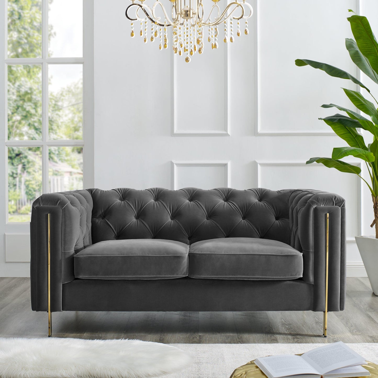 Steve Silver Charlene - Velvet Loveseat - Gray CH100LGY FredCo