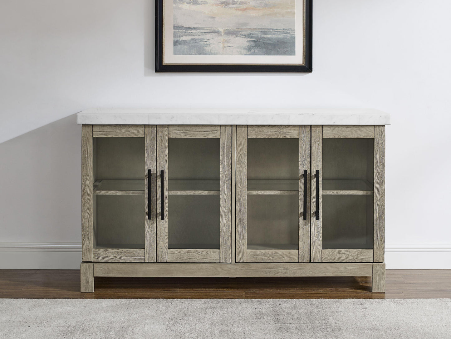 Steve Silver Csrena - Lighted White Marble Sideboard - Brown CA520WSB FredCo