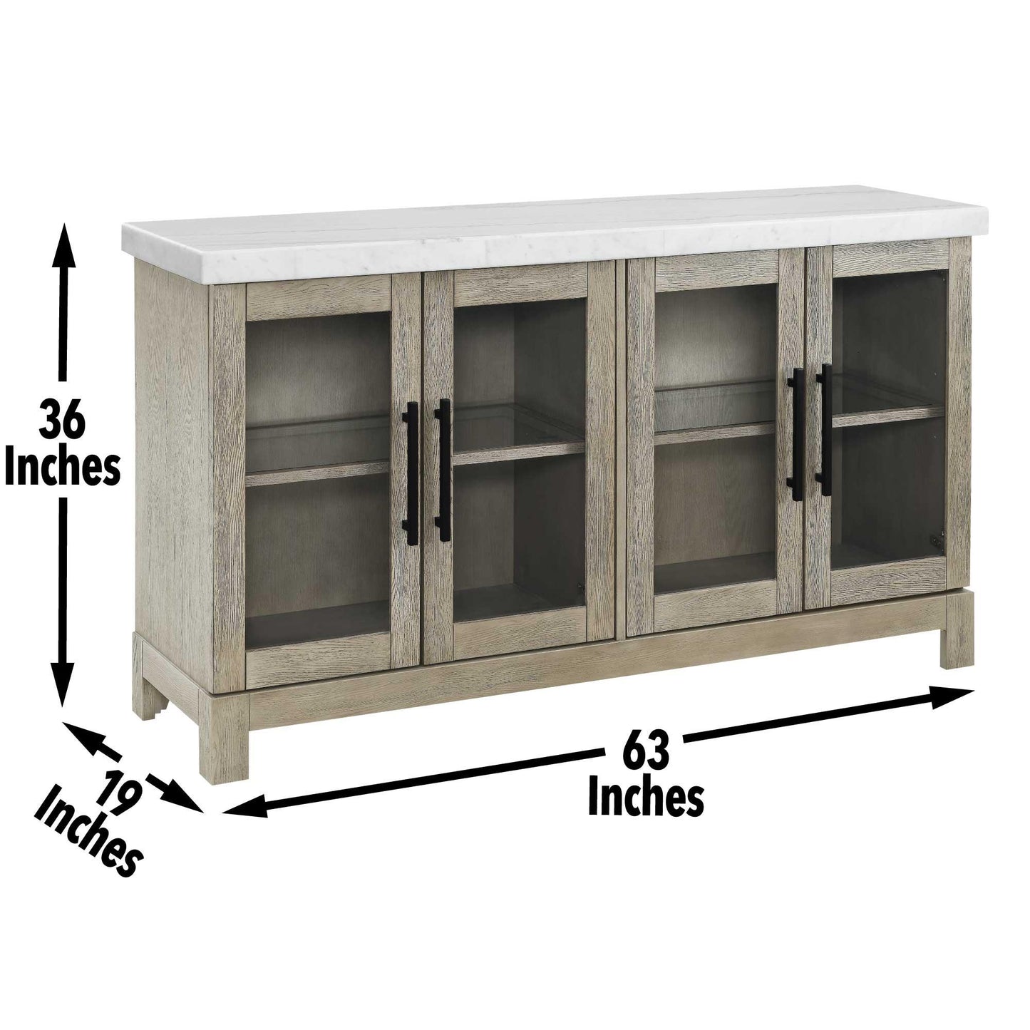 Steve Silver Csrena - Lighted White Marble Sideboard - Brown CA520WSB FredCo