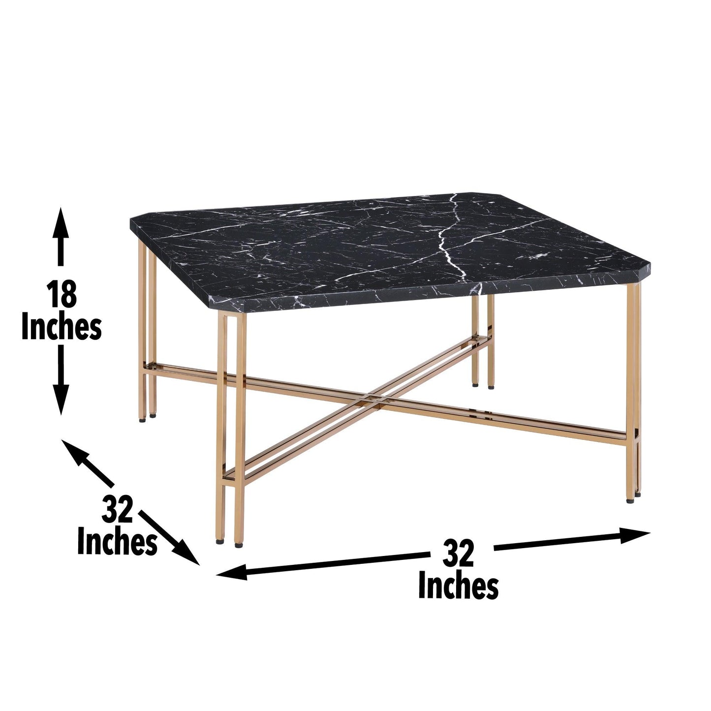 Steve Silver Daxton - Faux Marble Top Square Cocktail Table - Black DX100C FredCo
