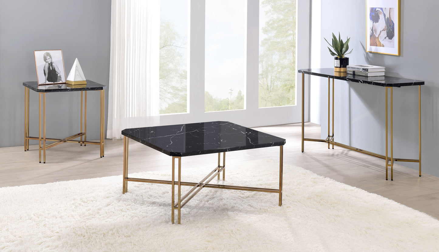 Steve Silver Daxton - Faux Marble Top Square Cocktail Table - Black DX100C FredCo