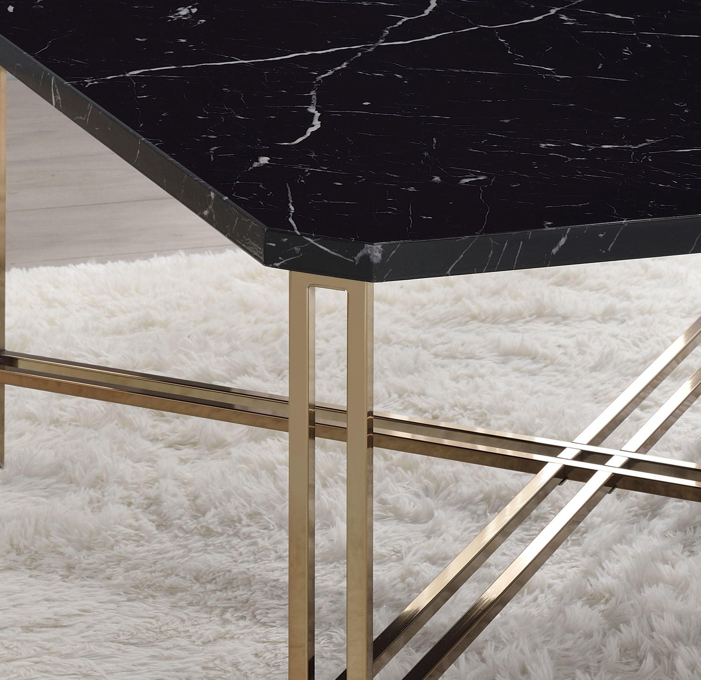 Steve Silver Daxton - Faux Marble Top Square Cocktail Table - Black DX100C FredCo
