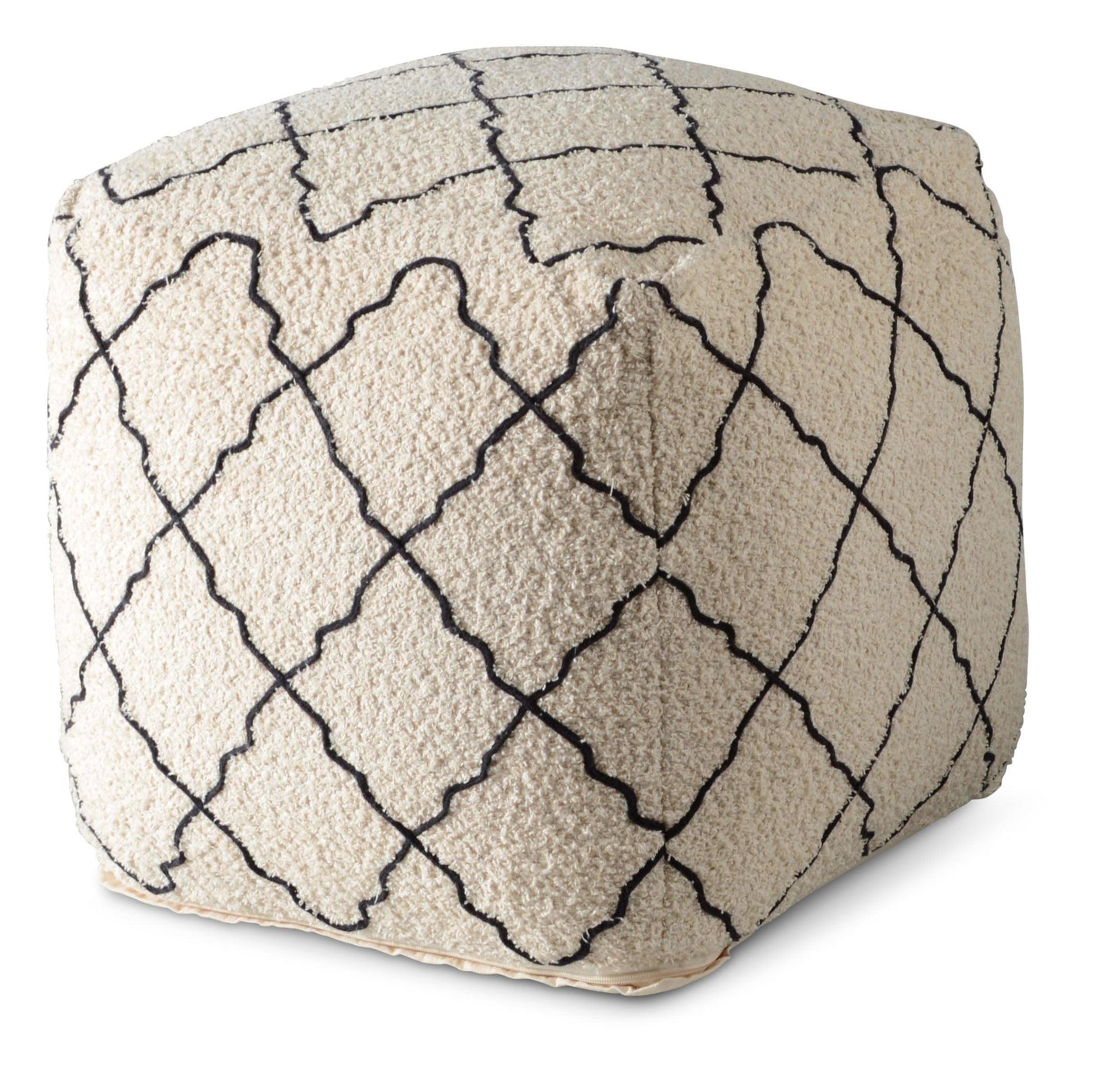 Steve Silver Lattice - Square Pouf - Beige LT180P FredCo