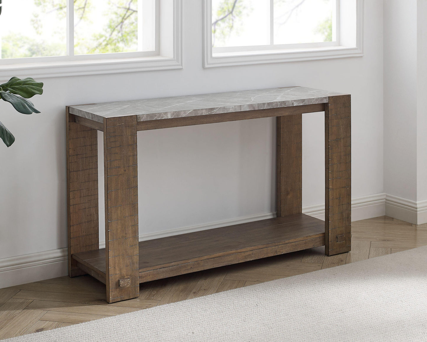 Steve Silver Libby - Sintered Stone Sofa Table - Brown LB100S FredCo