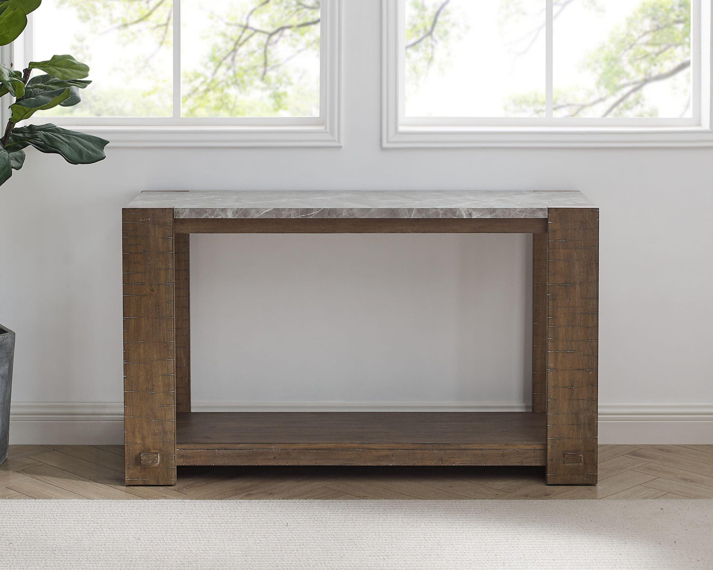 Steve Silver Libby - Sintered Stone Sofa Table - Brown LB100S FredCo