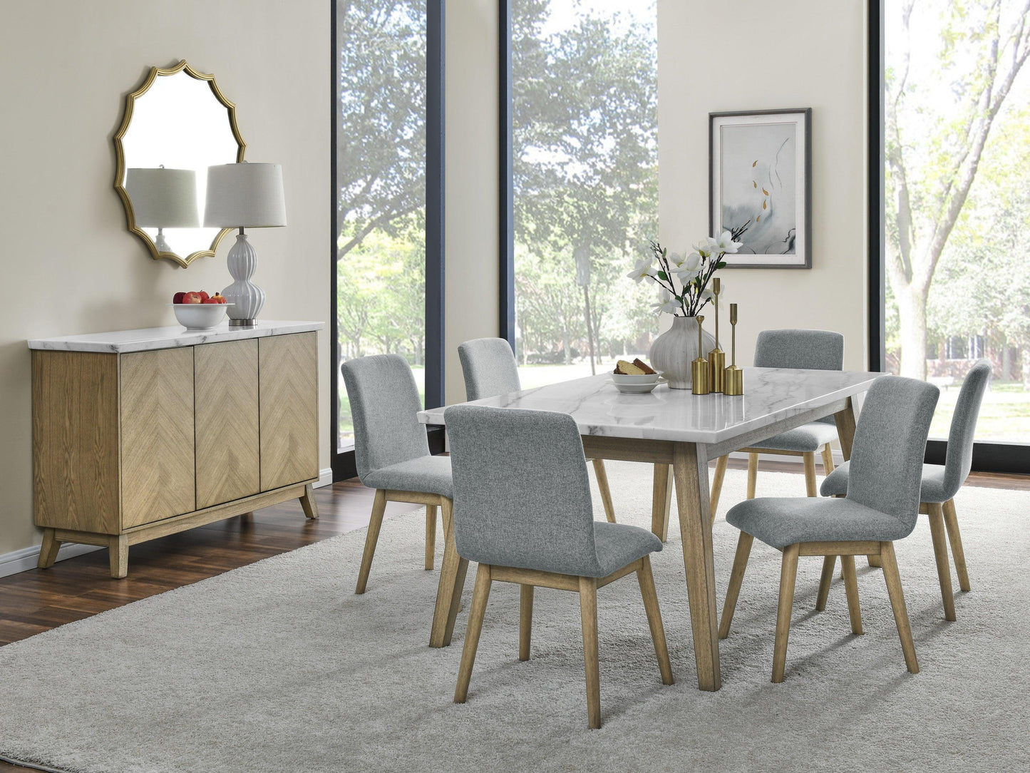 Steve Silver Vida - White Marble Top Server - Dark Brown VD500WSV FredCo