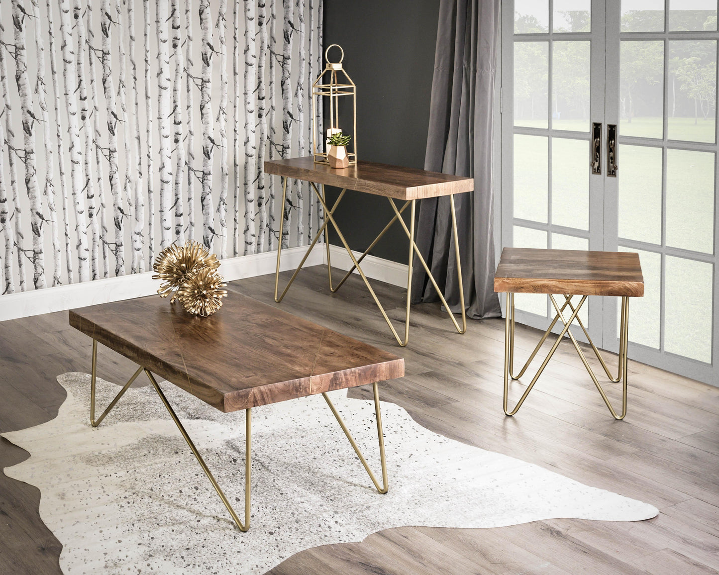 Steve Silver Walter - Brass Inlay Sofa Table - Brown WT300S FredCo