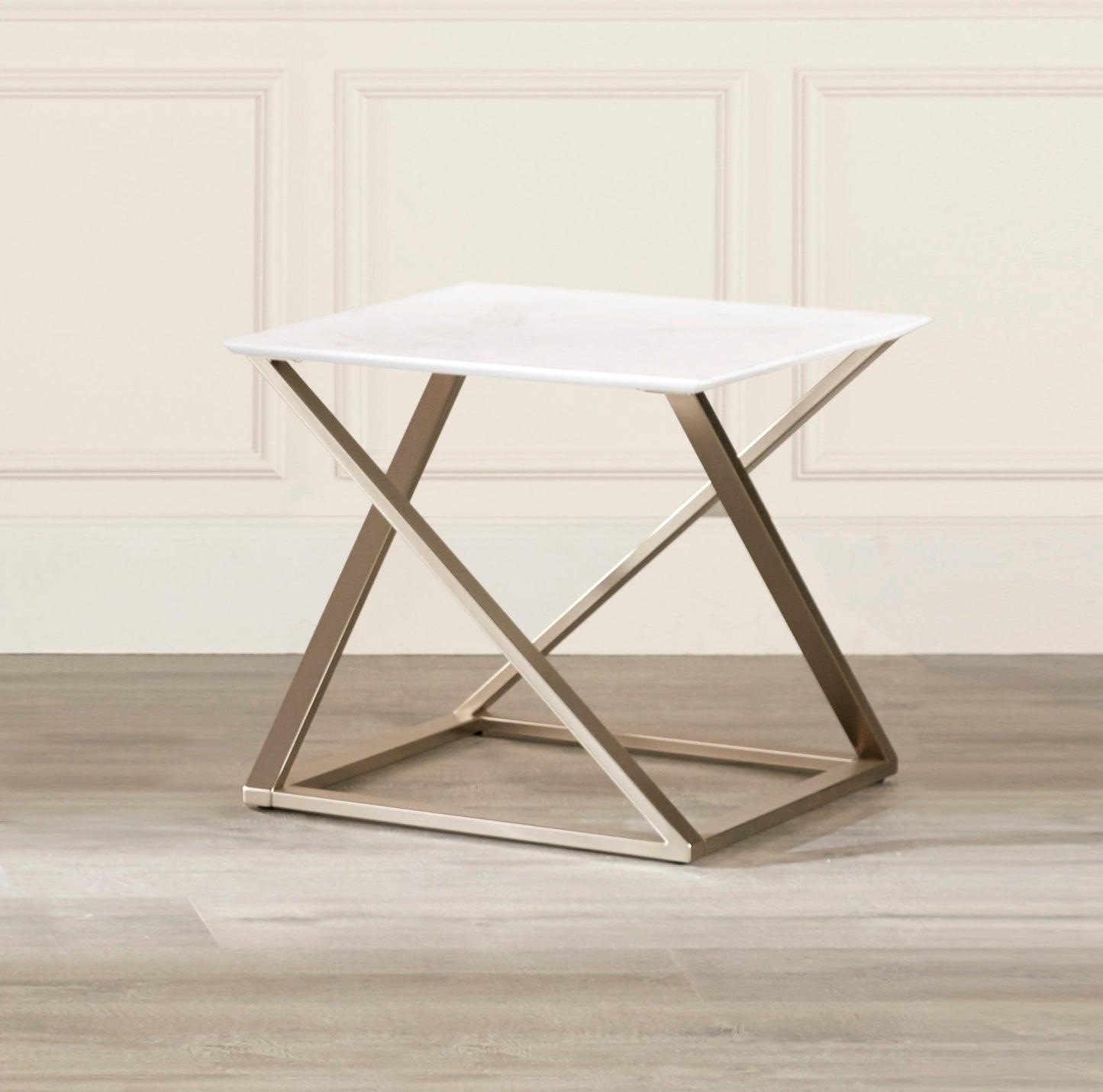 Steve Silver Zurich - End Table With Faux White Marble Top - White ZU100E FredCo