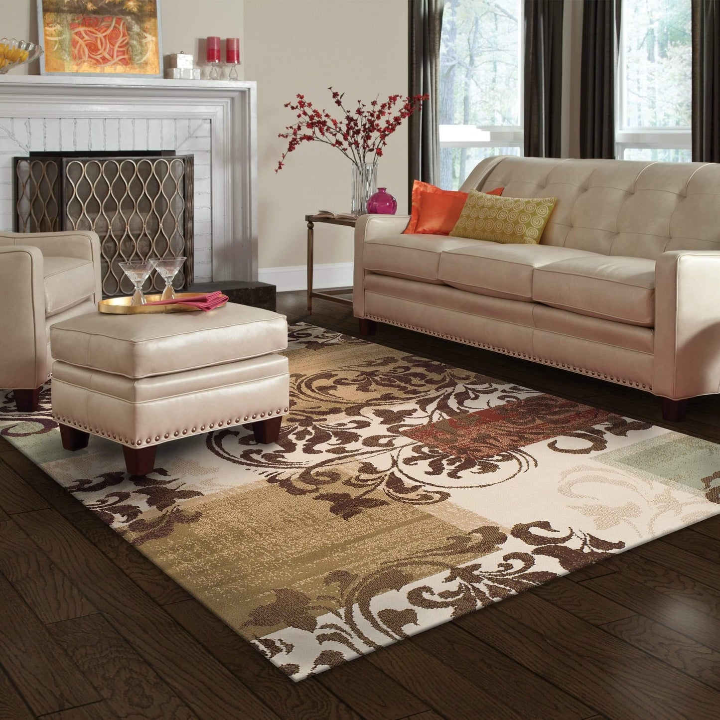 Storyville Mid-Century Modern Floral Scroll Rug FredCo