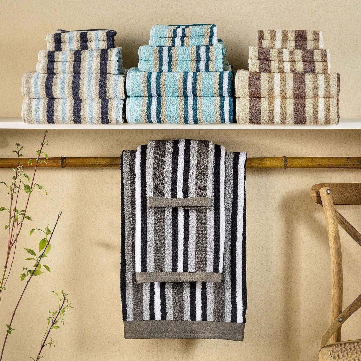 Stripes 100% Combed Cotton 2-Piece Bath Sheet Towels FredCo
