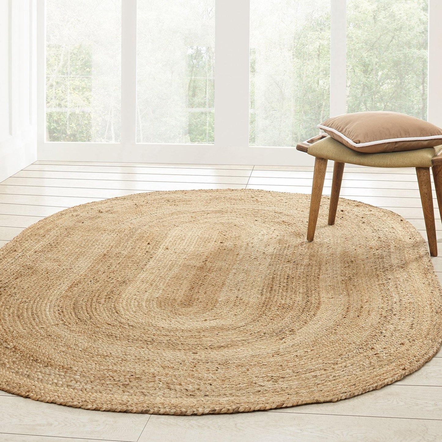 Superior Natural Braided Collection Hand Woven Jute Rug FredCo