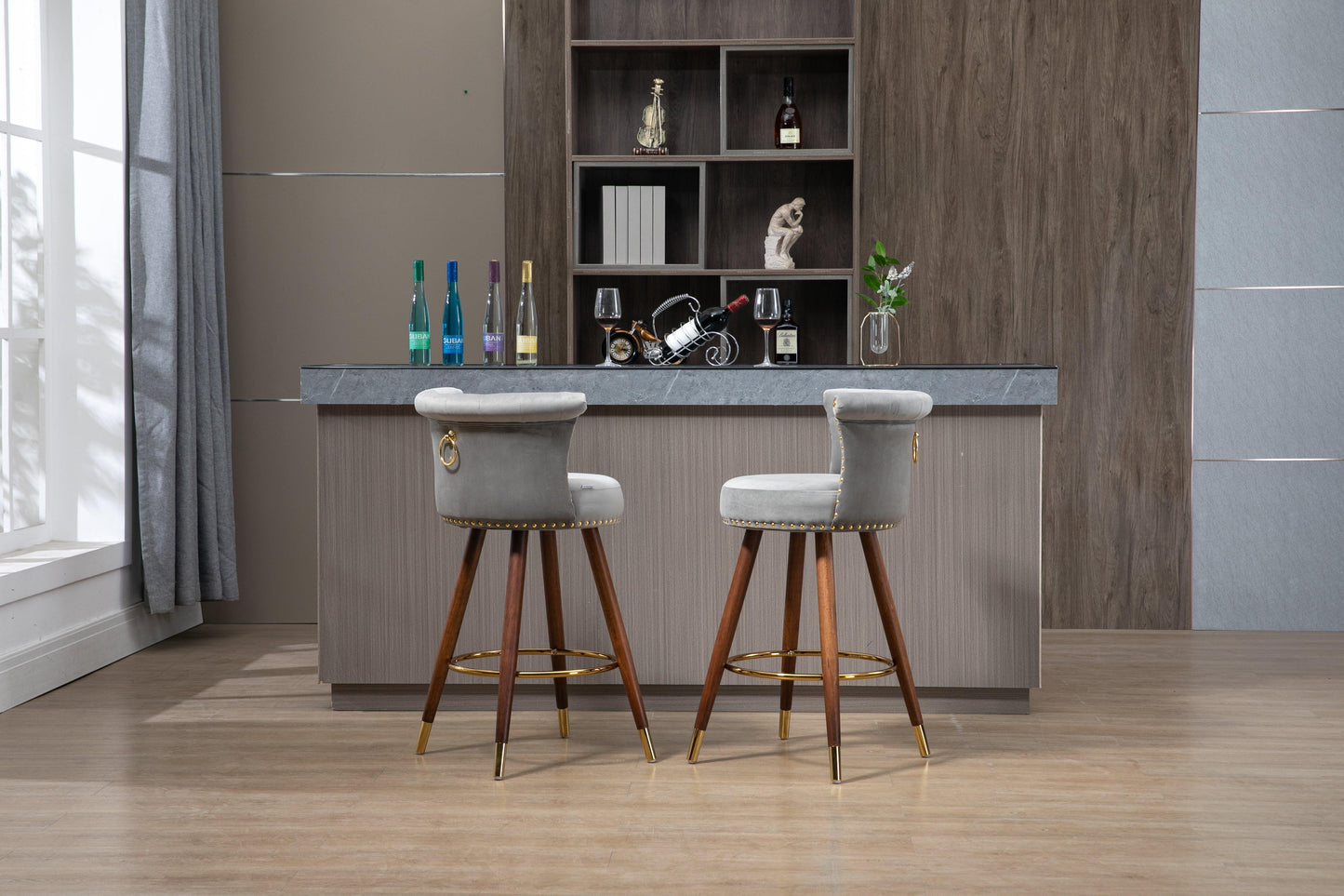 Swivel Bar Stools with Backrest Footrest, with a fixed height of 360 degrees FredCo