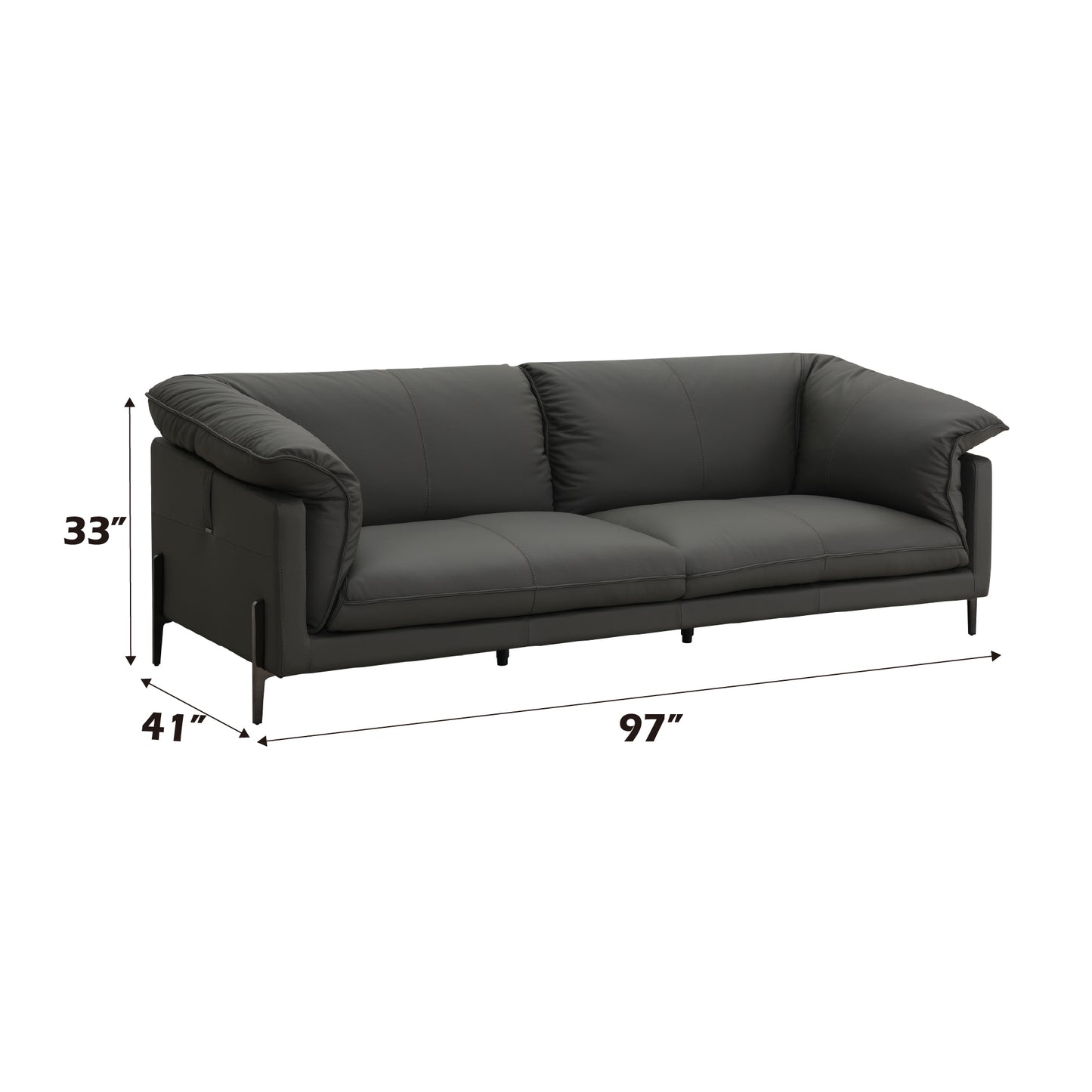 Tadi Black Top Grain Leather Sofa FredCo