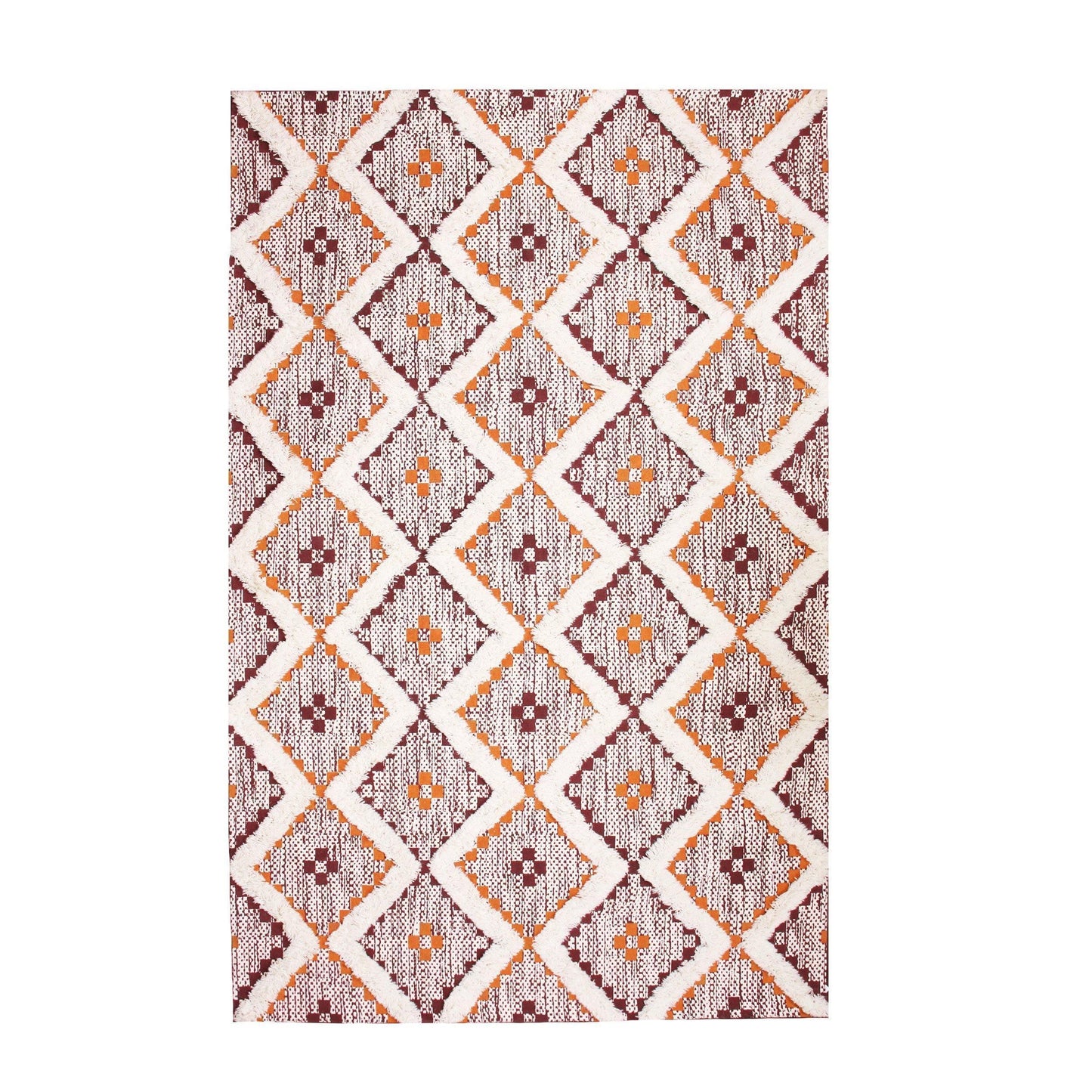 Talluah Hand-Tufted Cotton/Wool Textured Geometric Farmhouse Area Rug FredCo