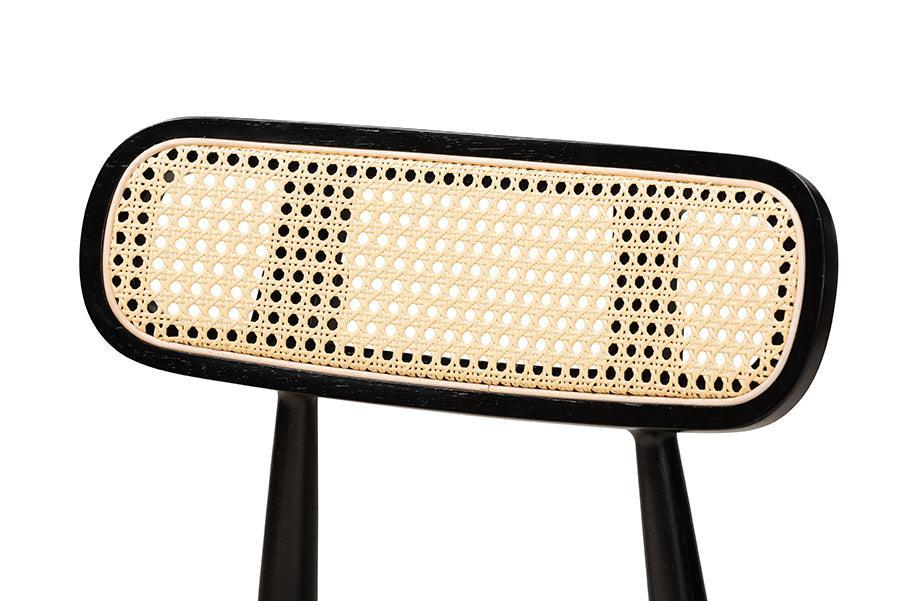 Tarana Mid-Century Modern Cream Fabric and Black Finished Wood 2-Piece Dining Chair Set FredCo
