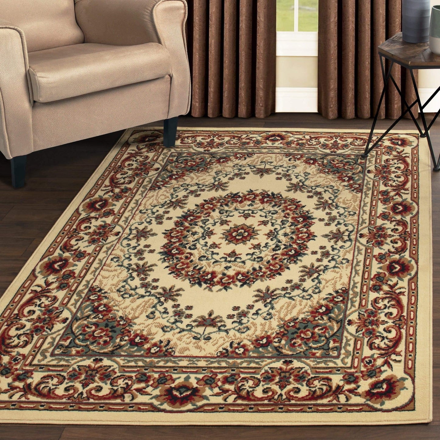 Tayana Vintage French Aubusson Floral 3-Piece Rug FredCo