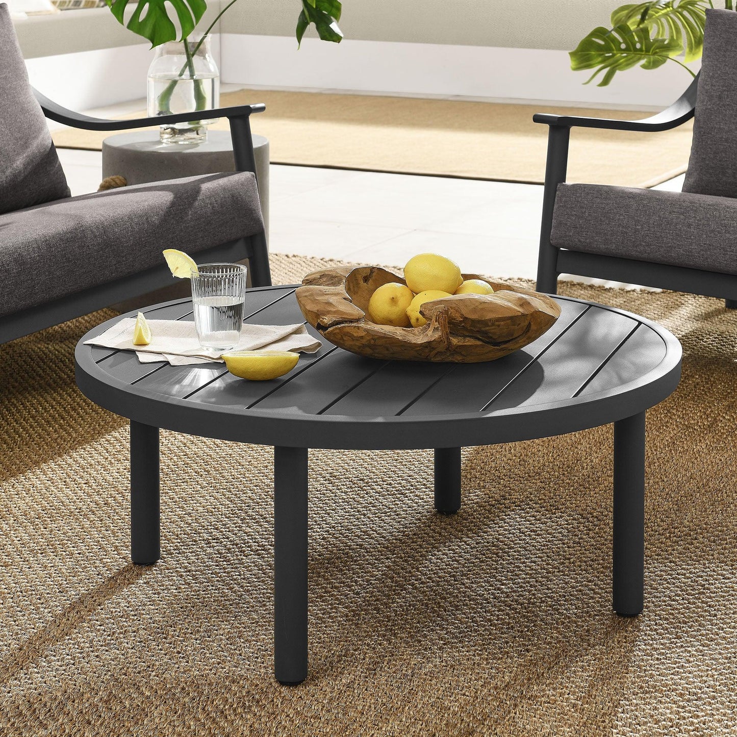 Terrace 35" Outdoor Patio Aluminum Round Coffee Table by Modway FredCo