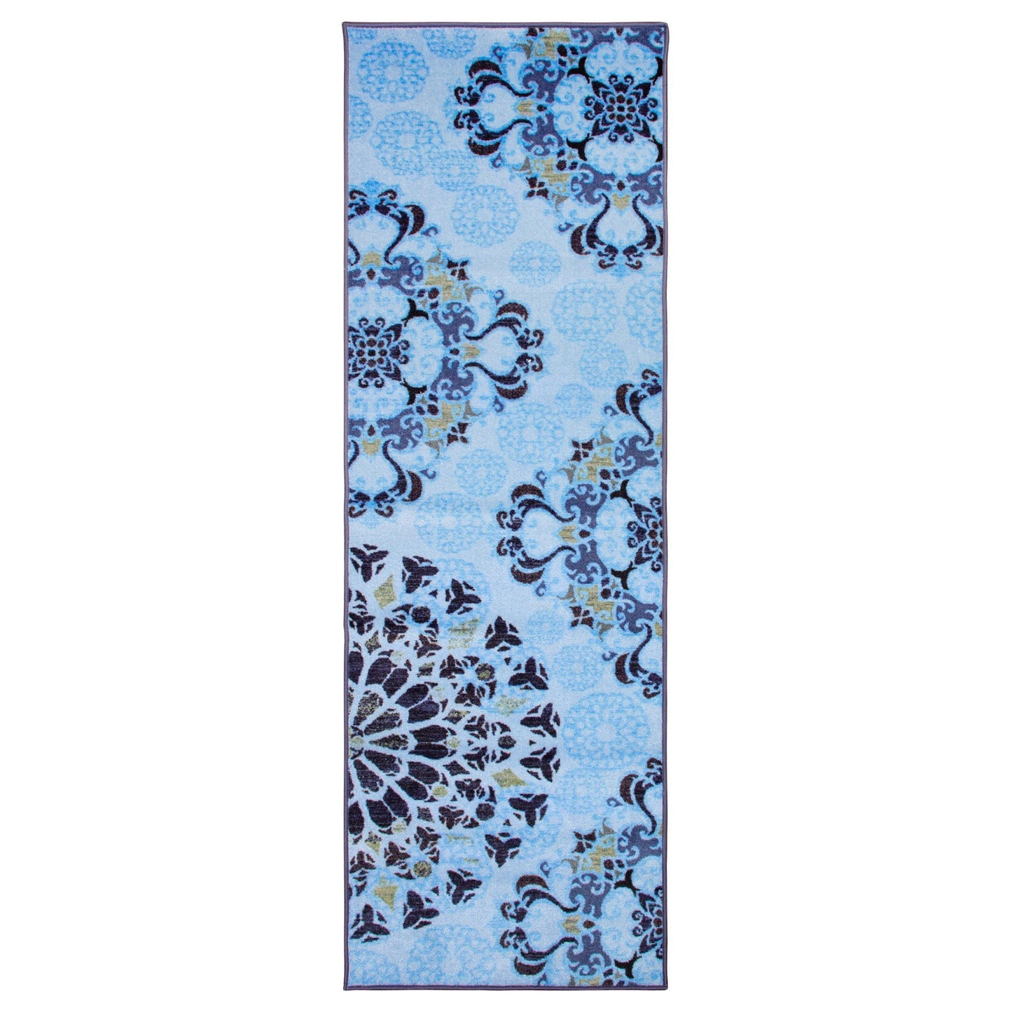 Thalia Non-Skid Foldable Rustic Floral Medallion Rug FredCo