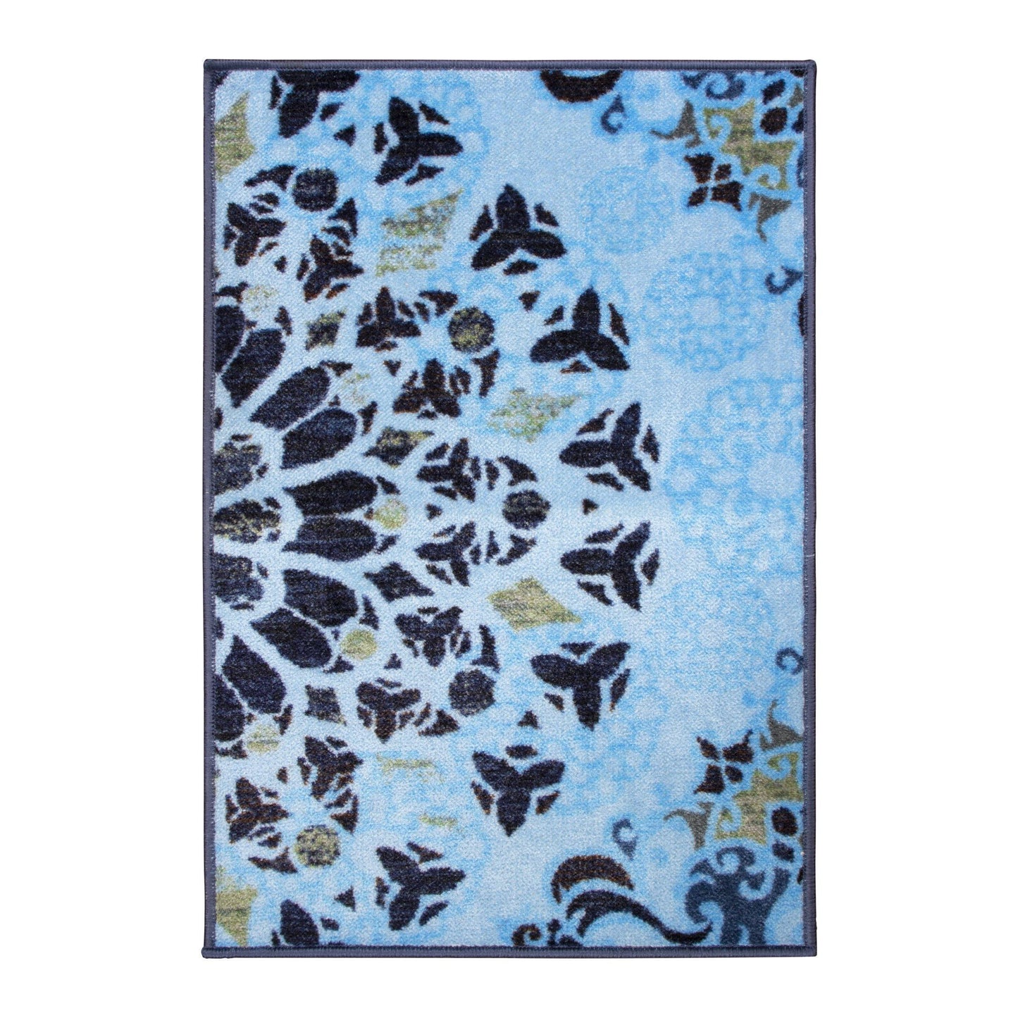 Thalia Non-Skid Foldable Rustic Floral Medallion Rug FredCo