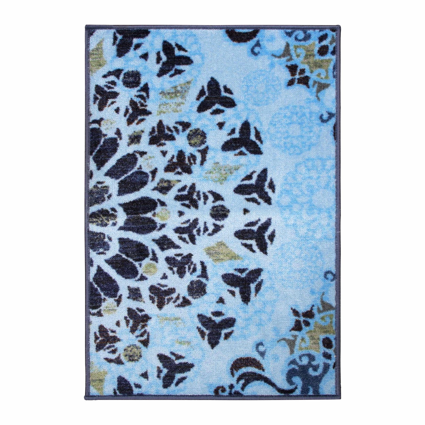 Thalia Non-Skid Foldable Rustic Floral Medallion Rug FredCo
