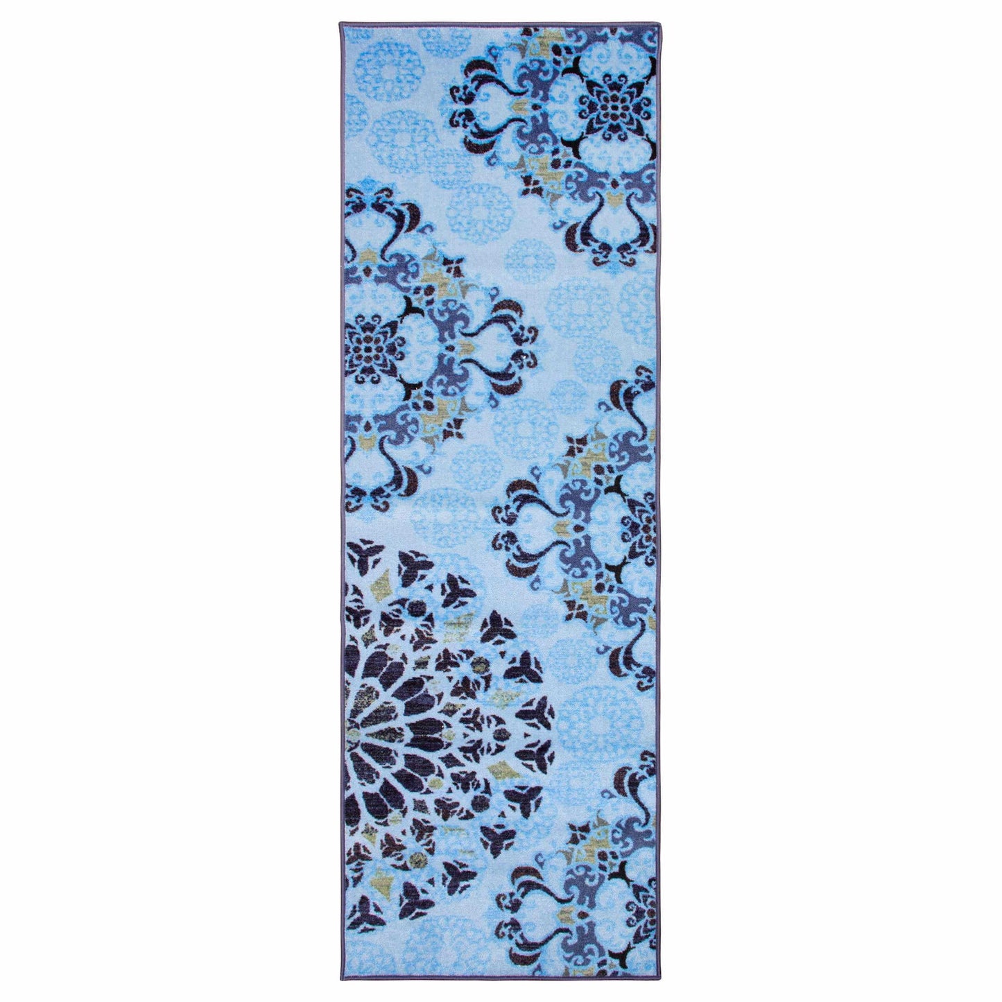 Thalia Non-Skid Foldable Rustic Floral Medallion Rug FredCo