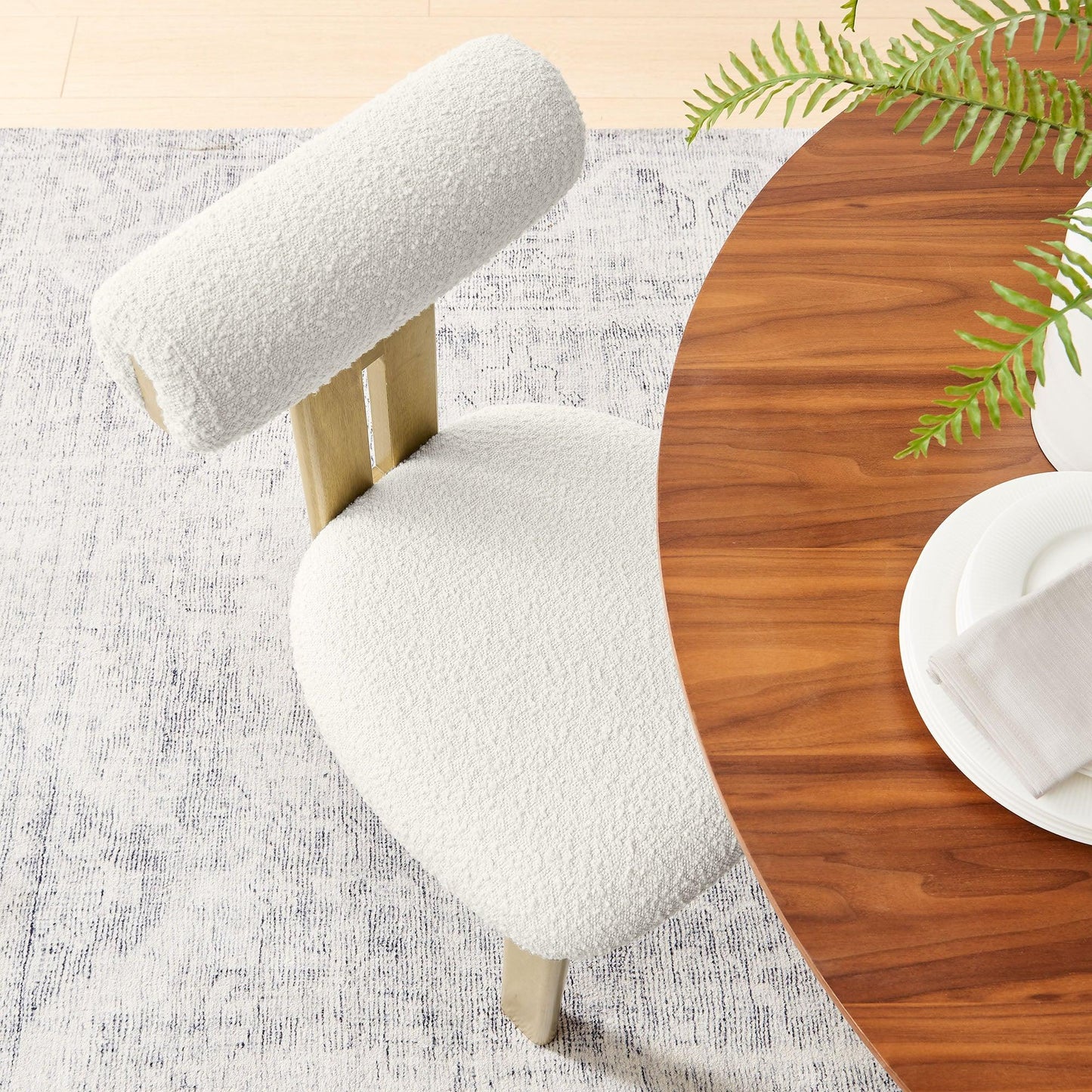 Torian Boucle Fabric Dining Chair Set of 2 by Modway FredCo