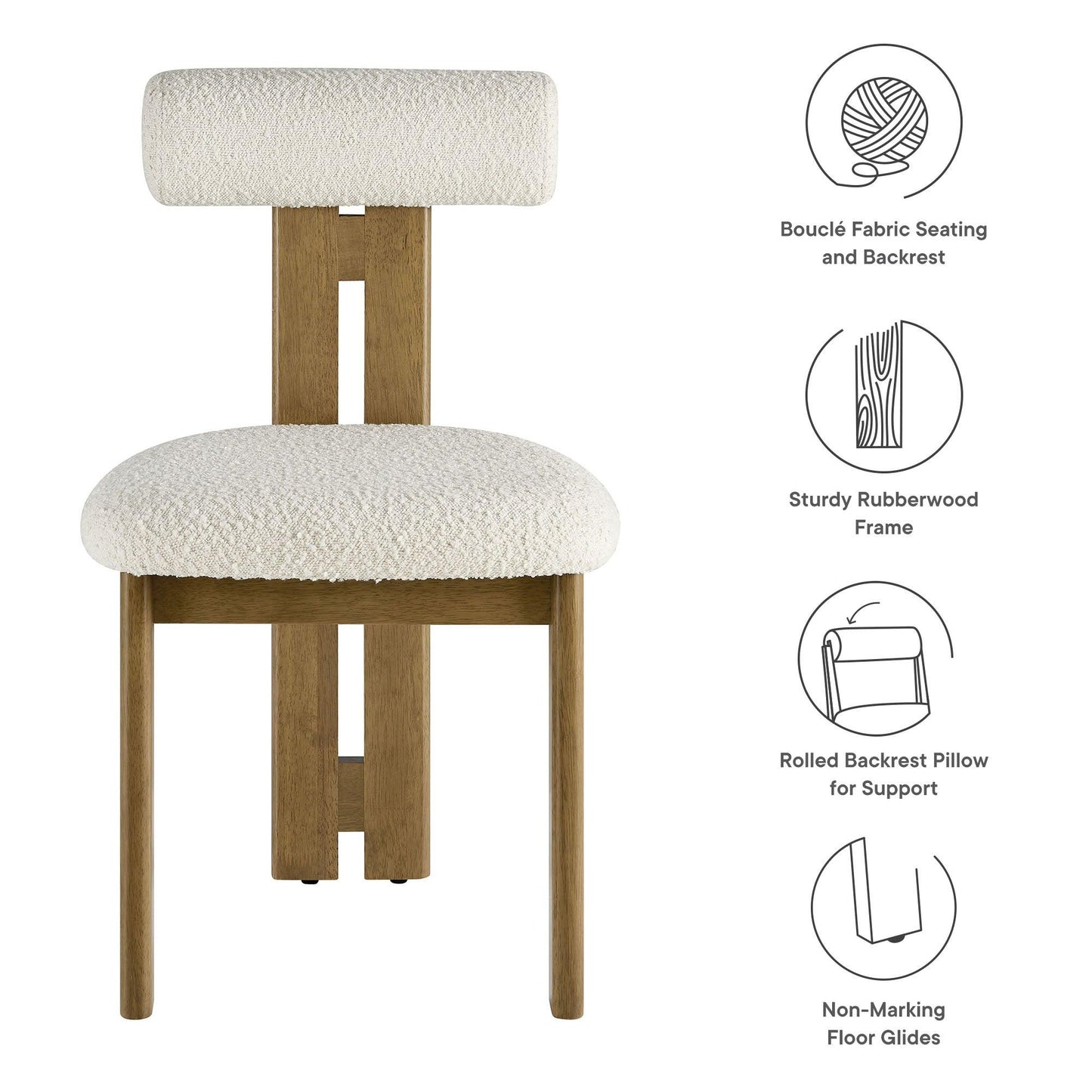Torian Boucle Fabric Dining Chair Set of 2 by Modway FredCo
