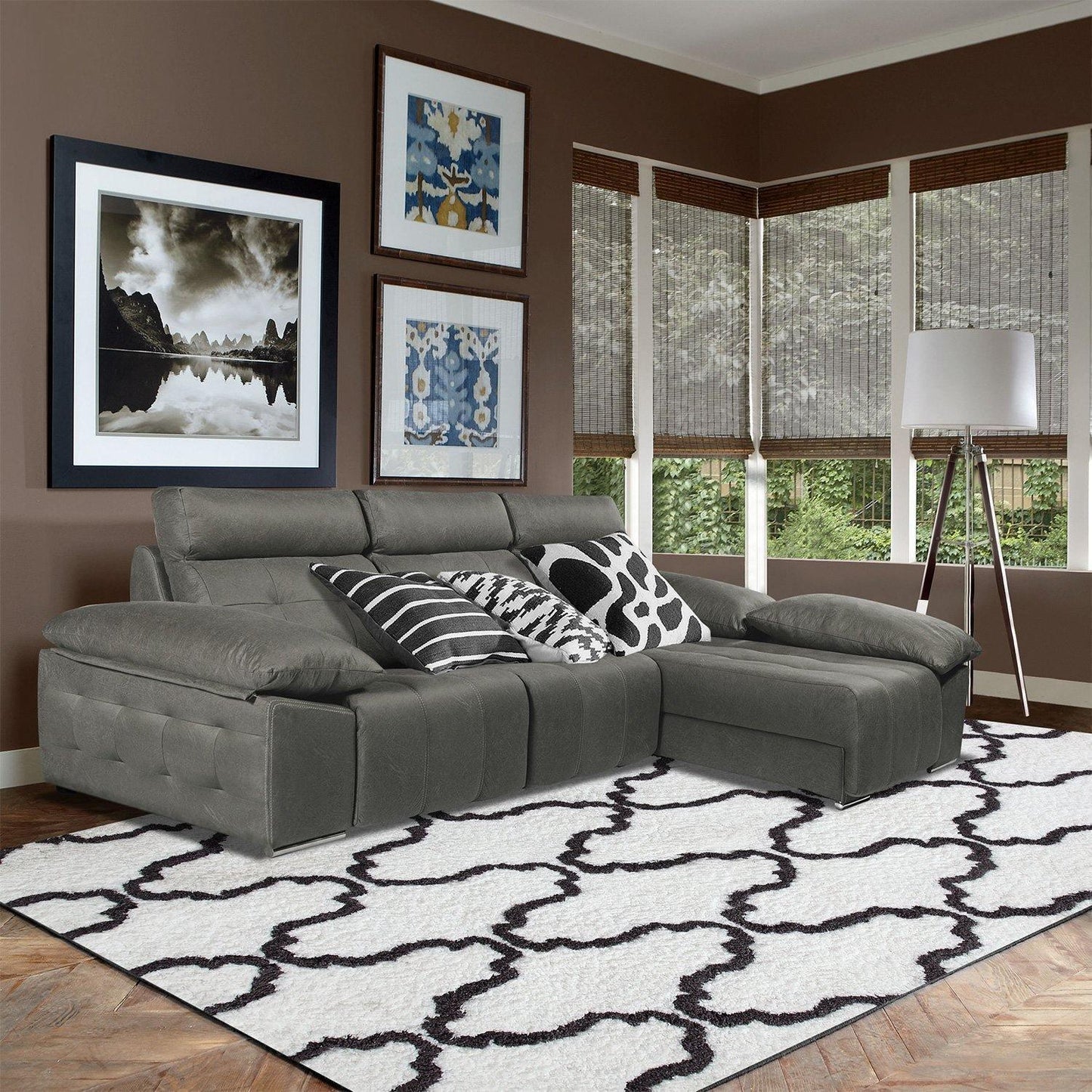 Trellis Retro Shabby-Chic Hand-Tufted Shag Rug FredCo