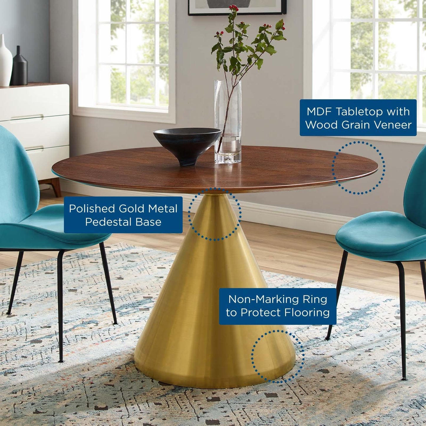 Tupelo 47" Dining Table, EEI-5337 FredCo