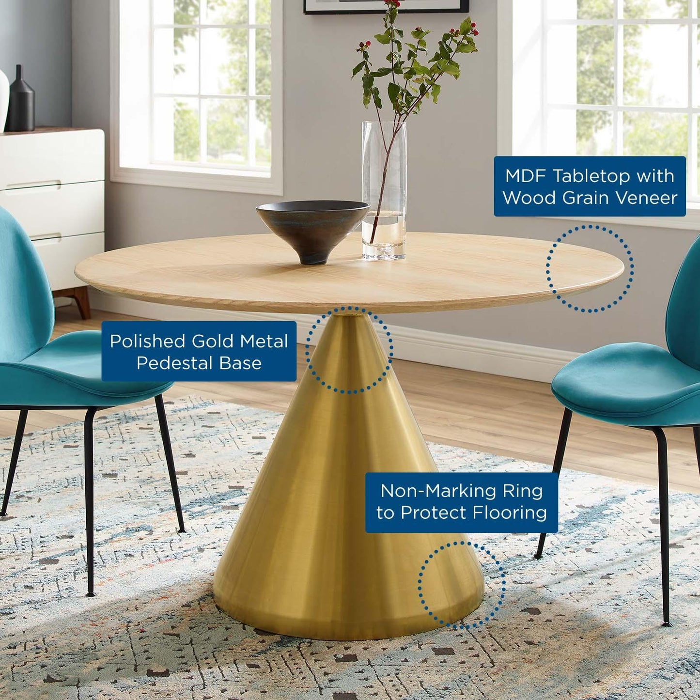 Tupelo 47" Dining Table, EEI-5344 FredCo