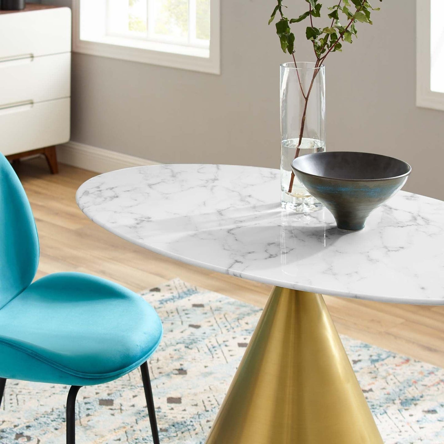 Tupelo 48" Oval Artificial Marble Dining Table, EEI-5340 FredCo