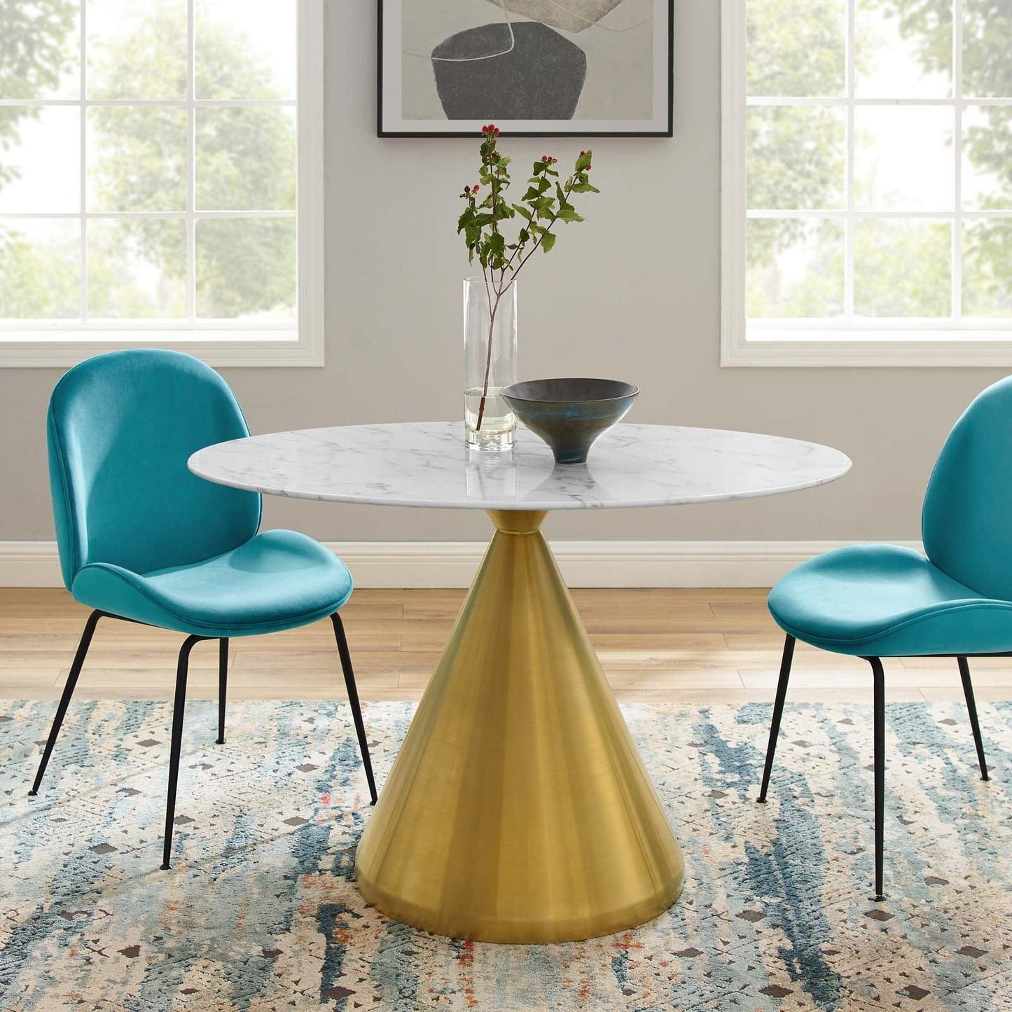 Tupelo 48" Oval Artificial Marble Dining Table, EEI-5340 FredCo