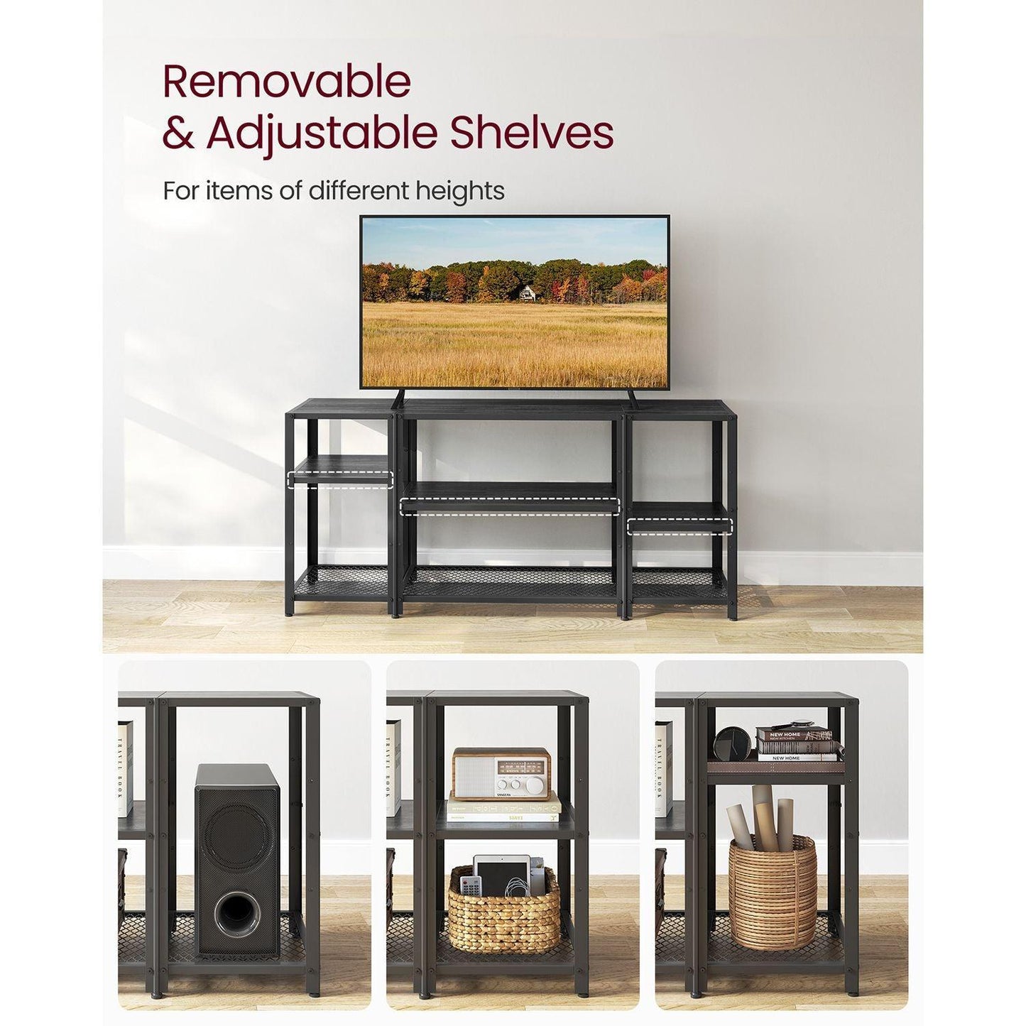 TV Stand for 65 Inches TVs Black FredCo