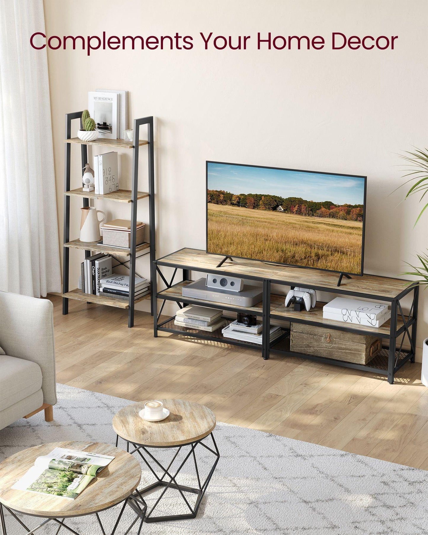 TV Stand for TVs Up to 70'' Turquoise Brown and Black FredCo