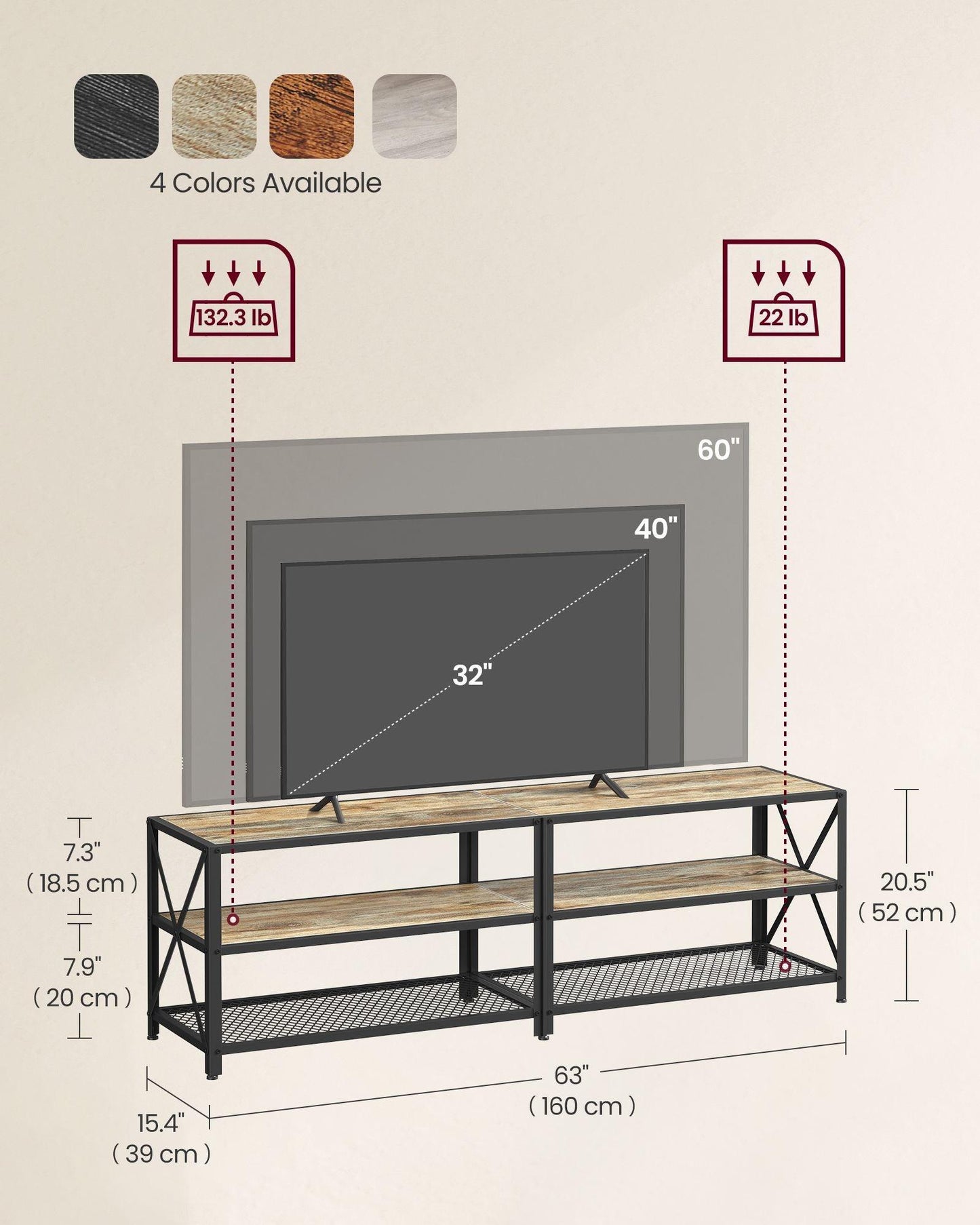 TV Stand for TVs Up to 70'' Turquoise Brown and Black FredCo